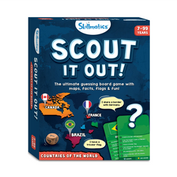 Scout It Out board game box for Countries of The World trivia game suitable for ages 7+
