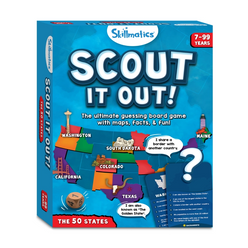 Scout It Out board game box for Scout It Out The 50 States trivia game for ages 7+