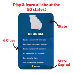 Georgia state learning card from Scout it Out 50 States trivia board game
