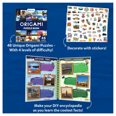 Origami puzzle book with stickers and DIY encyclopedia from Craft-O-Pedia USA for ages 7+