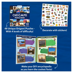 Origami puzzle book with stickers and DIY encyclopedia from Craft-O-Pedia USA for ages 7+