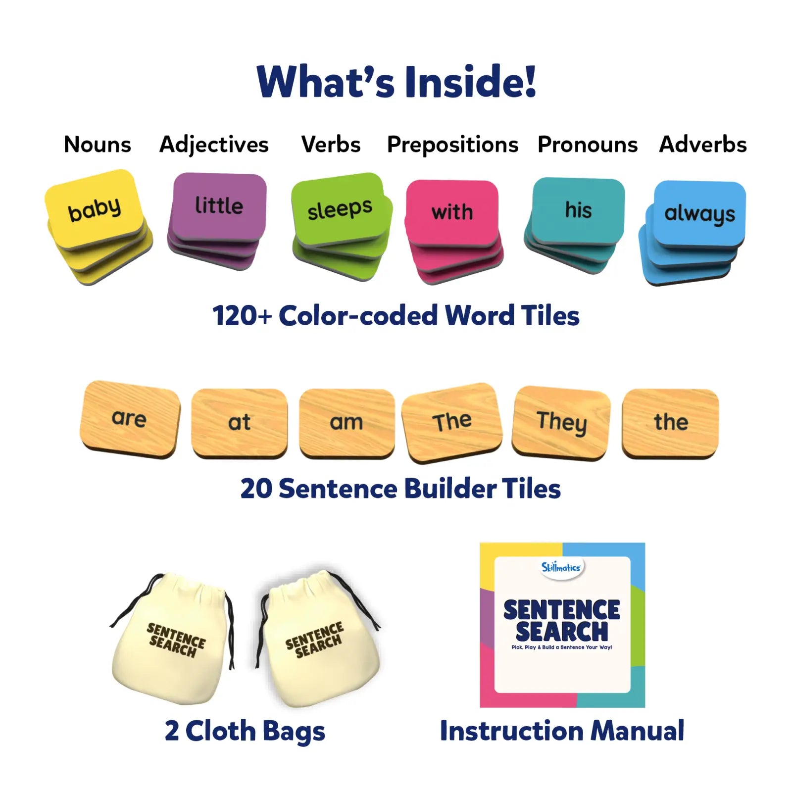 Sentence Search educational game for sentence building activity ages 5 to 8