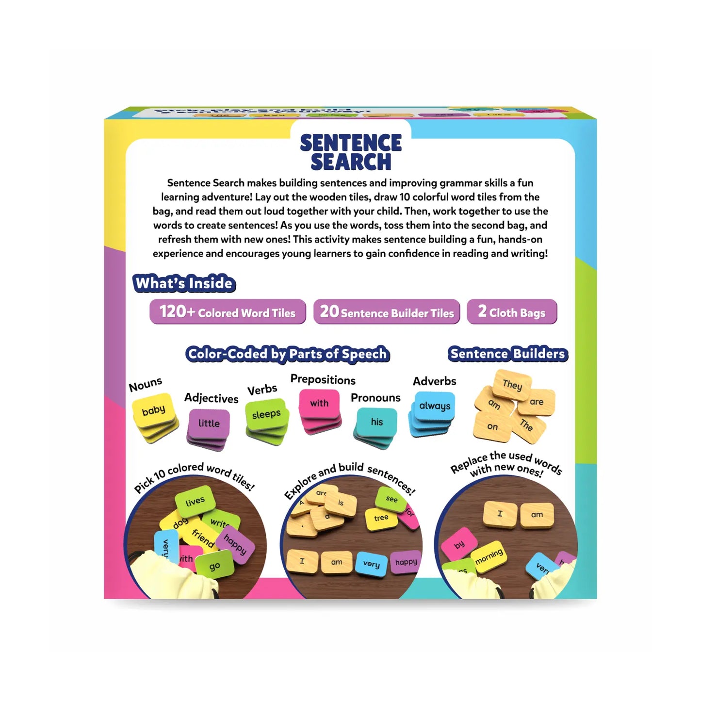 Sentence Search sentence building game box for kids ages 5 to 8