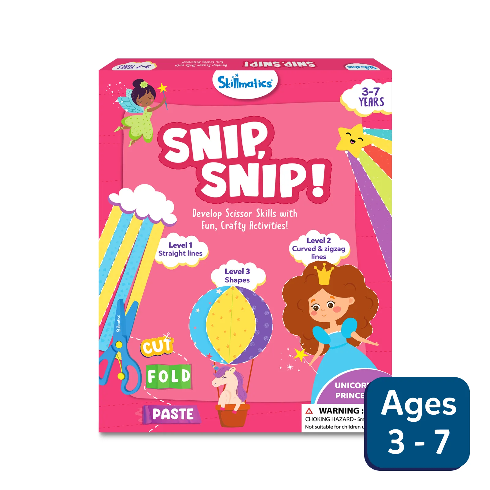 Snip-snip scissor skills activity box from Snip Snip Unicorn Princesses Art & Craft Kit
