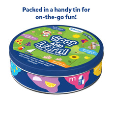 Educational game in a tin for toddlers from Spot and Learn Flash Cards for ages 2-5