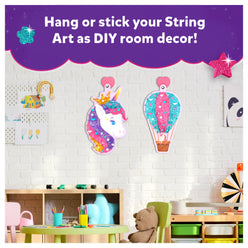 DIY string art room decor with colorful unicorn design from Super Strings Unicorn Magic for kids