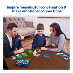 Family playing card game from Train of Thought Family Conversation Starters for ages 6+