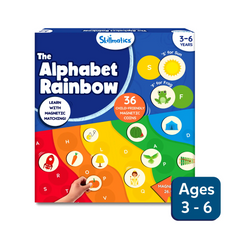 Alphabet Rainbow learning game with colorful magnetic letters for ages 3-6