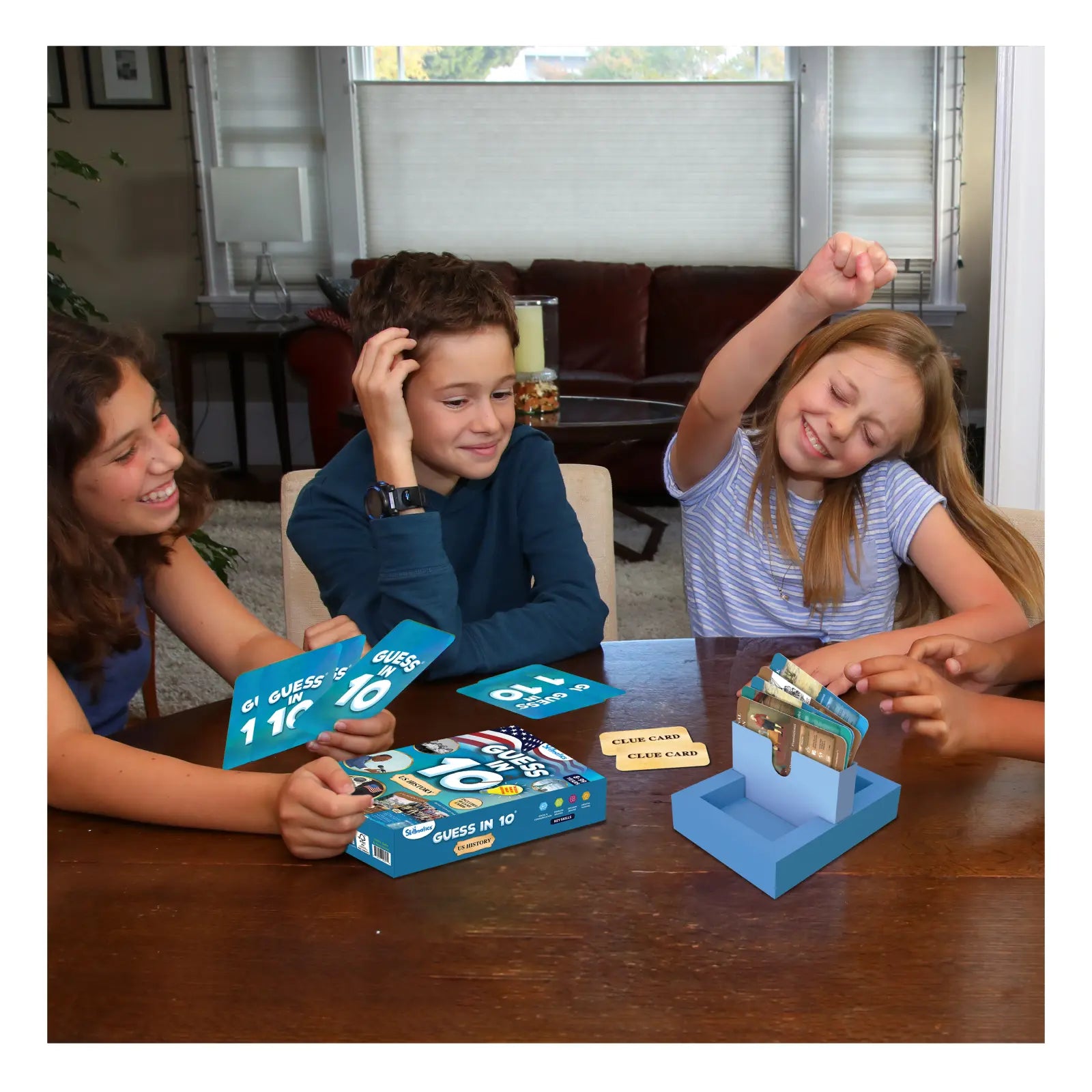 Children’s board game Science Snippets Animals & Guess in 10 US History front view