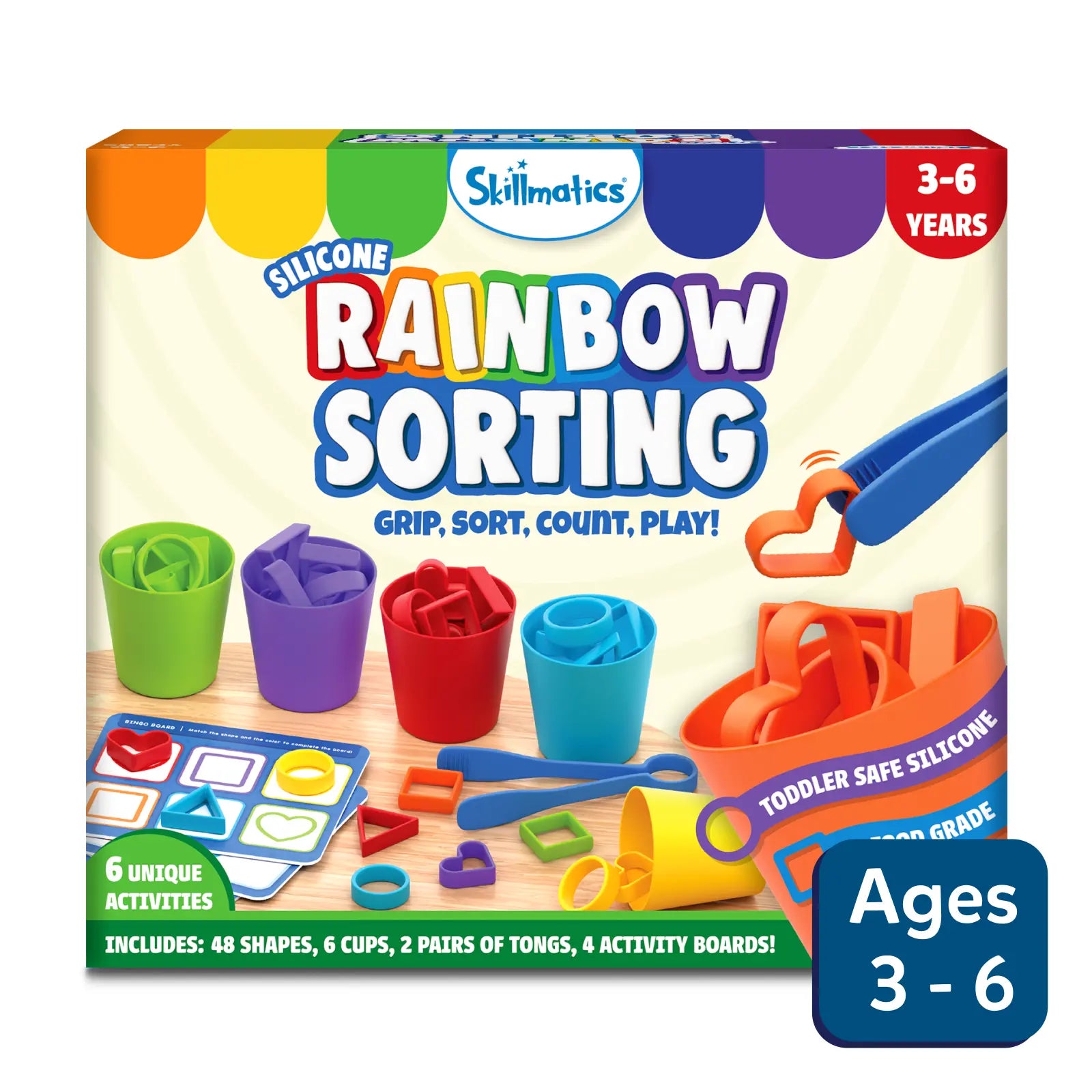 Colorful Silicone Rainbow Sorting Toy for Counting and Sequencing Ages 3 to 6