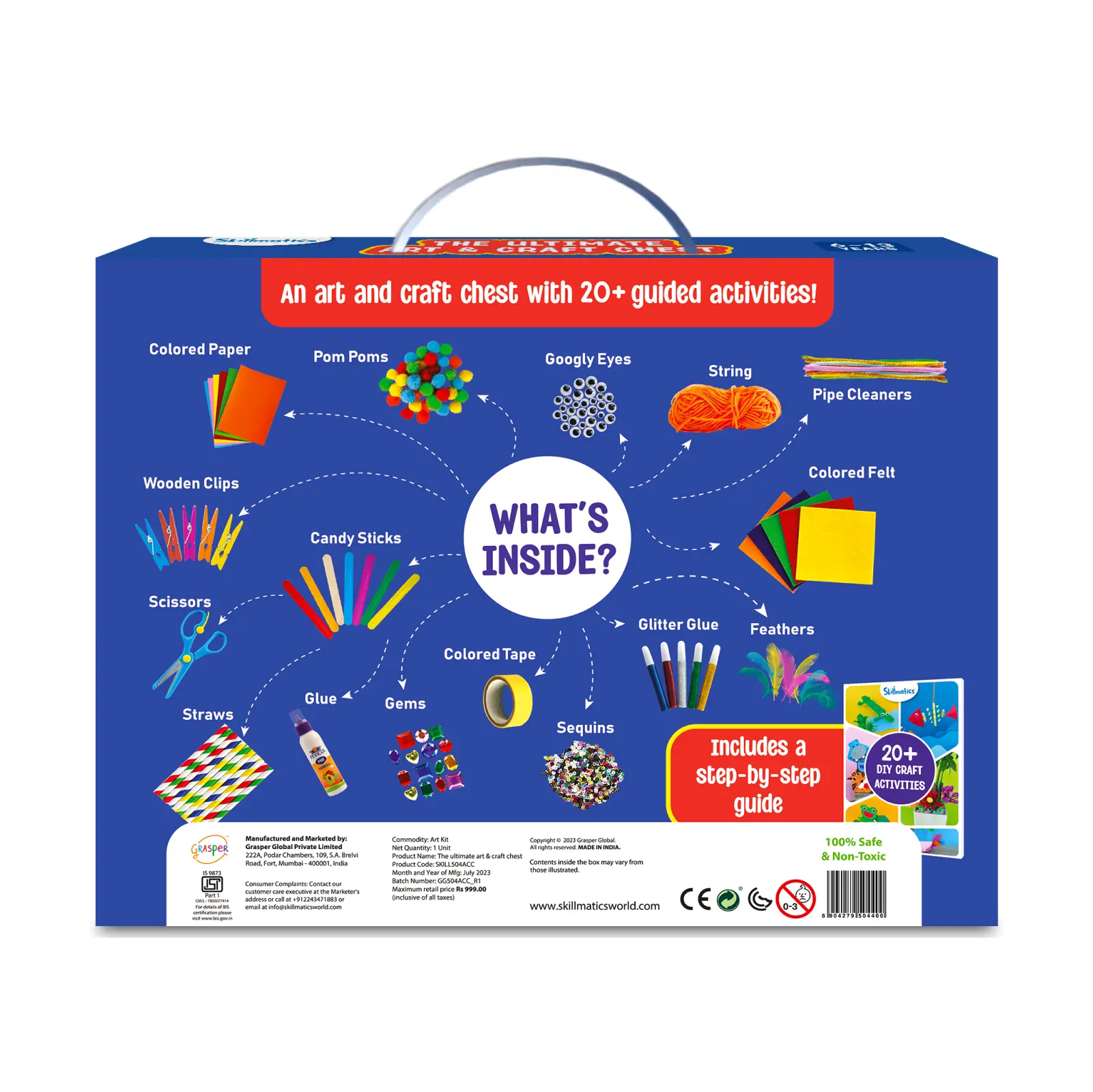 Art and craft chest filled with supplies for kids ages 6 to 13