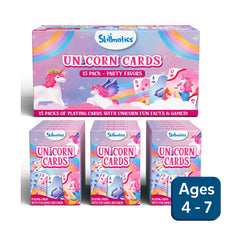 Unicorn-themed playing card sets for kids ages 4-7 in the Unicorn Cards 15 Pack Set