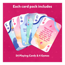 Unicorn-themed playing cards from Unicorn Cards 15-pack set for ages 4 to 7