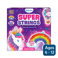 Unicorn-themed string art kit for kids ages 6-12 in Super Strings Unicorn Magic set