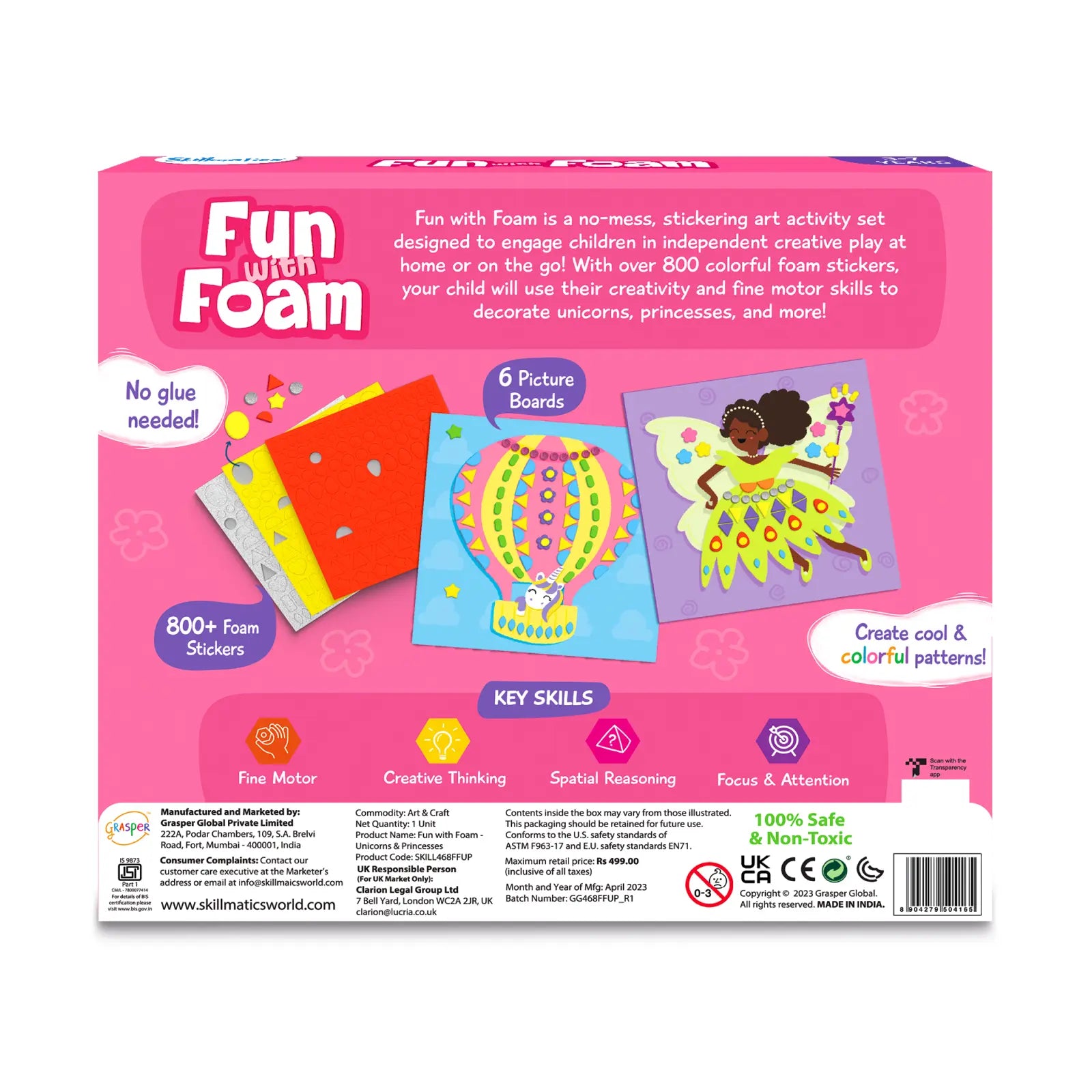 Fun with Foam sticker art set featuring unicorn and princess designs for kids ages 3-7