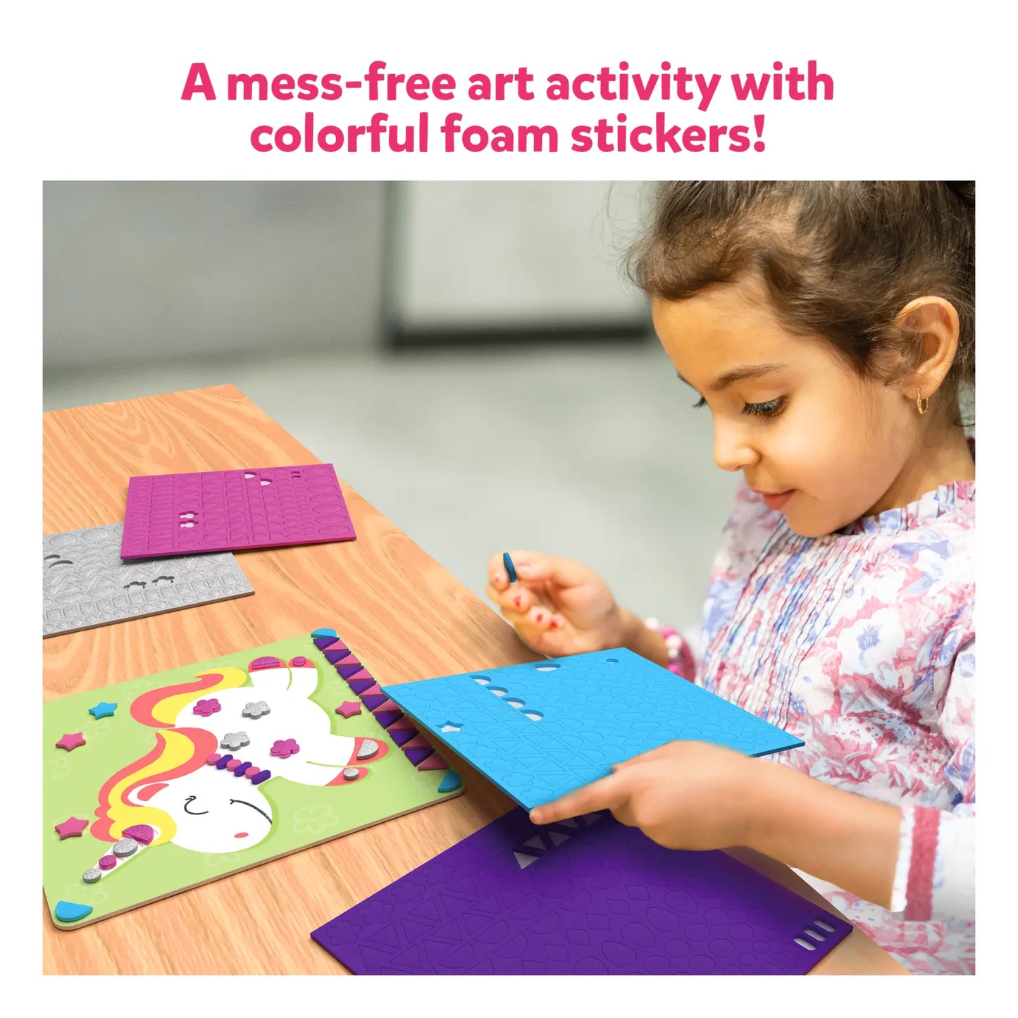 Colorful foam sticker art activity from Fun with Foam Unicorn & Princess for kids ages 3-7