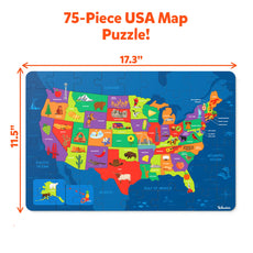 75-piece USA map puzzle for kids ages 6-12 showcasing educational fun