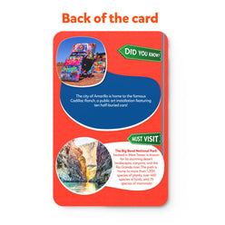 United States Map Puzzle showing Texas travel card for kids ages 6-12