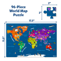 96-piece world map puzzle for kids ages 6 to 12 showcasing educational fun