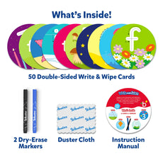 Educational write-and-wipe card set for toddlers ages 3-6 in Write and Learn reusable cards