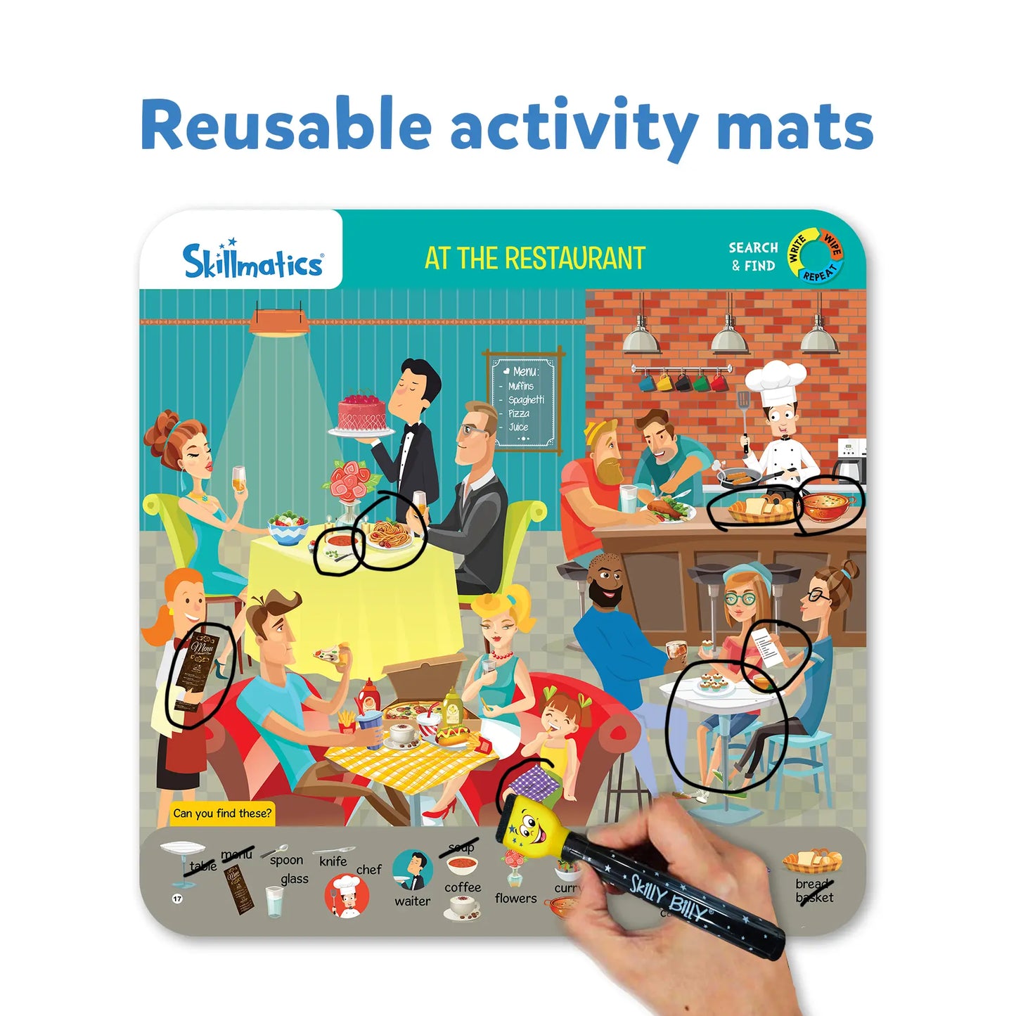 Skillmatics Search and Find, Reusable Activity Mats, Gifts for Ages 3 to 6