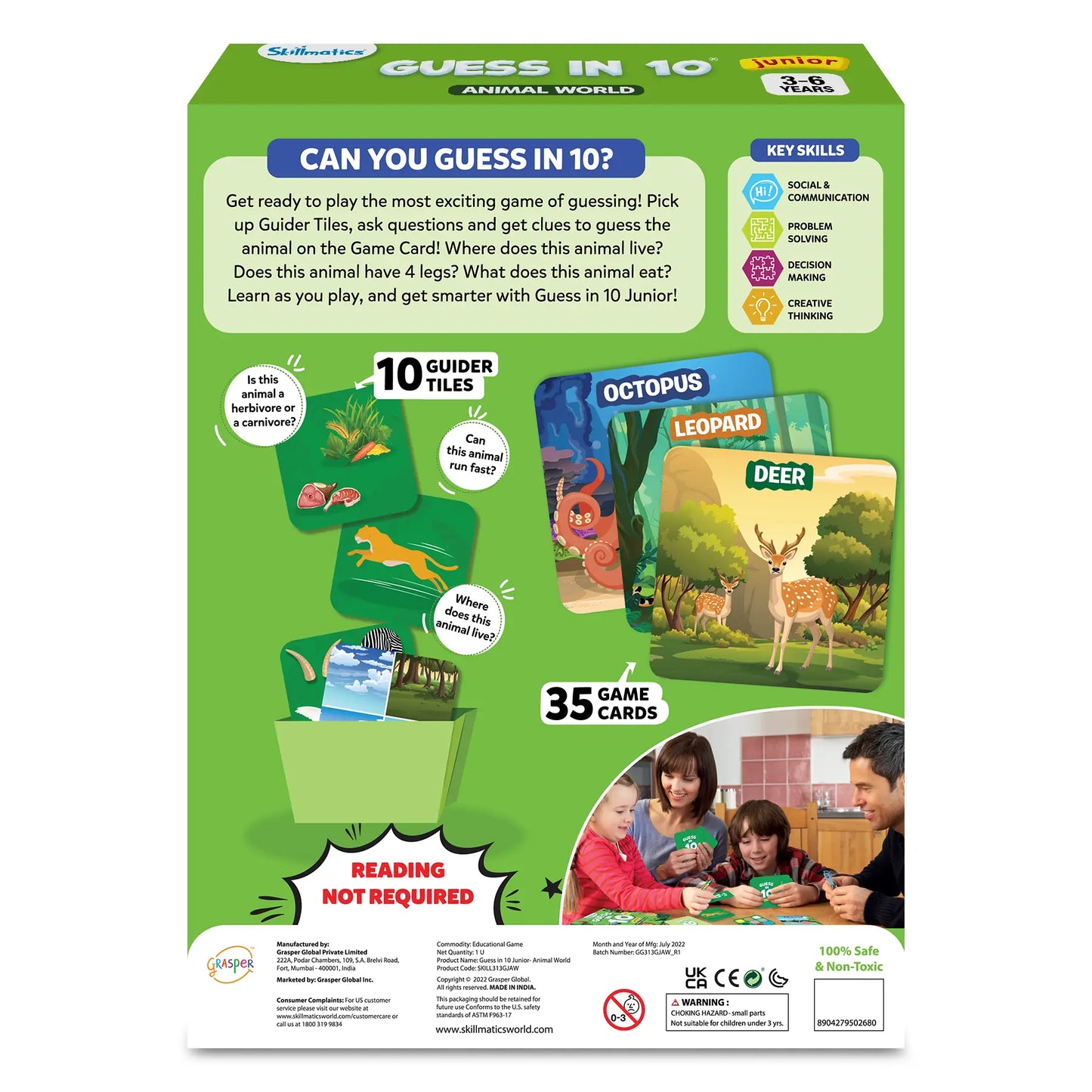 Skillmatics Card Game - Guess in 10 Junior Animal World, for Ages 3 to 6