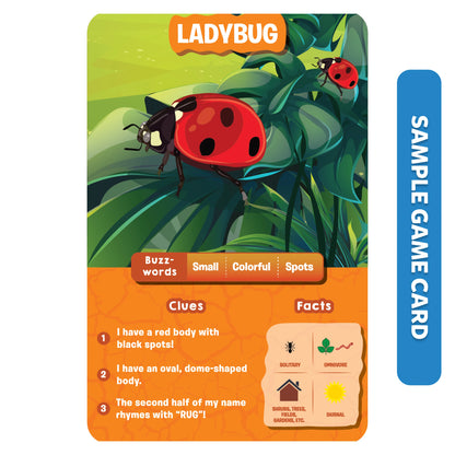 Ladybug game card from Guess in 10 World Of Animals Board Game for ages 6+