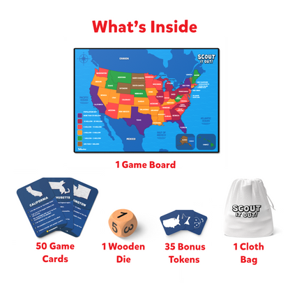 Scout it Out: The 50 States | Trivia Board Game (ages 7+)