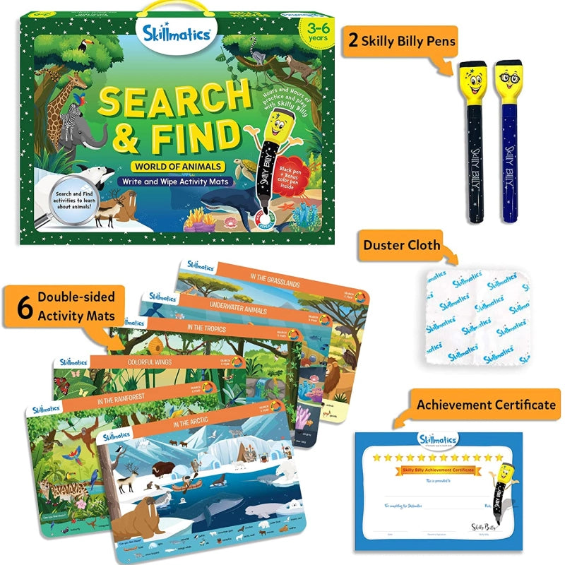 Search and Find: World of Animals | Reusable Activity Mats (ages 3-6)