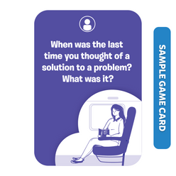 Game card with a question from Train of Thought Family Conversation Starters for ages 6+